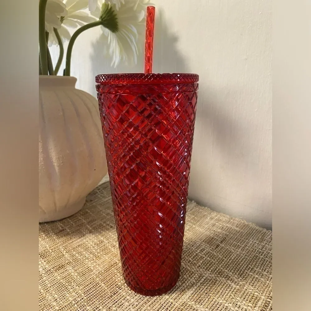NEW STARBUCKS HOLIDAY JEWELED RED TUMBLER COLD CUP